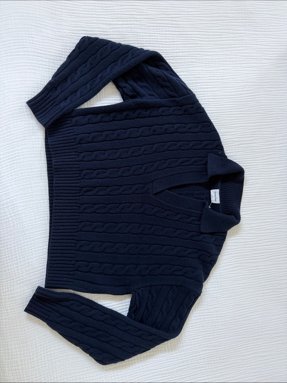 Sunday Best Navy Cable Knit with Collar